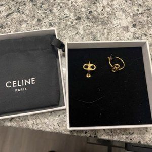 Celine Maillon Triomphe Hoops in Gold Brass Gold